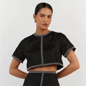 Magaschoni Black Cropped top with detailed Stitching - Women